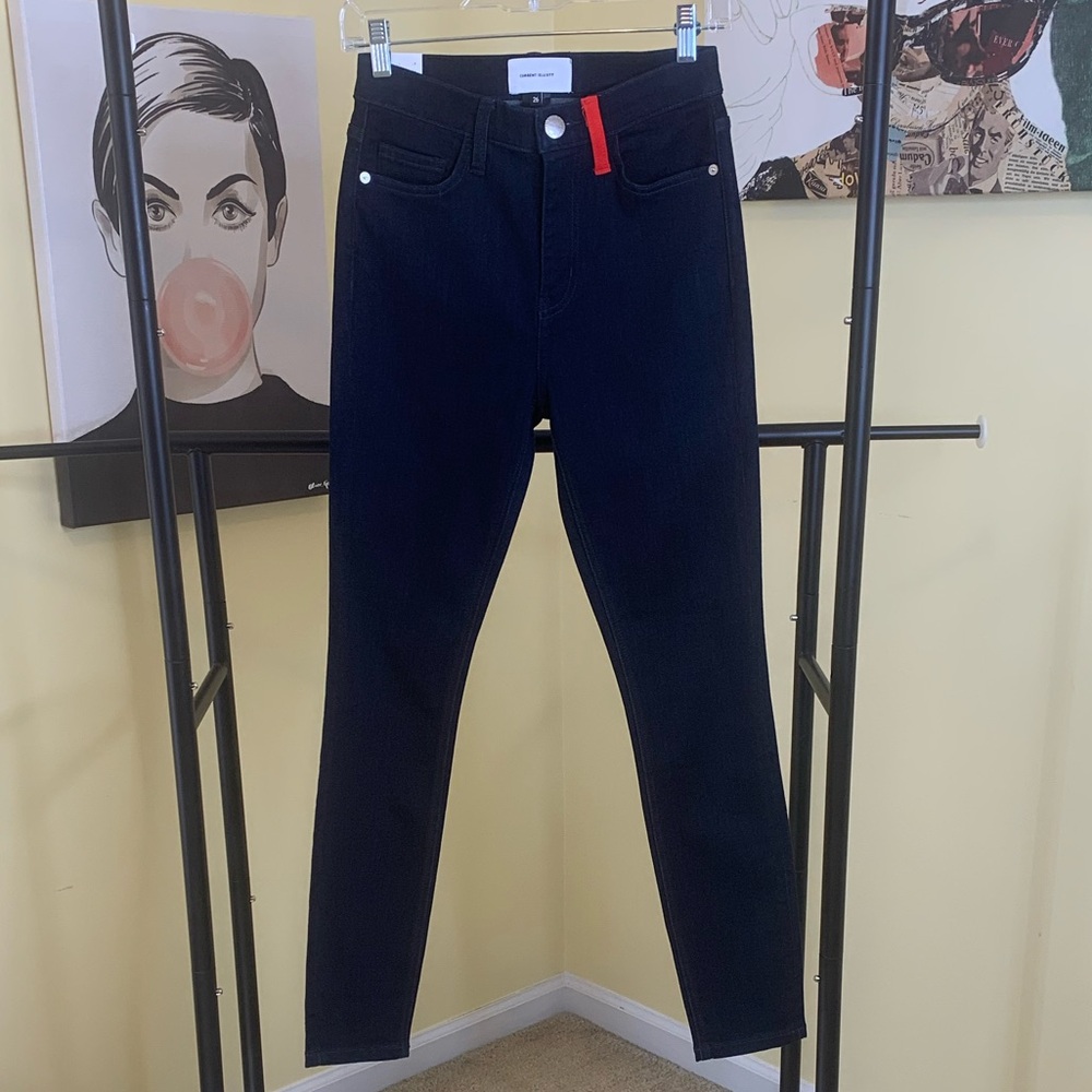 NWT CURRENT/ELLIOTT Ultra High Waist Skinny Jeans, Dark Blue w/ Red Accents, 26 - Picture 11 of 12